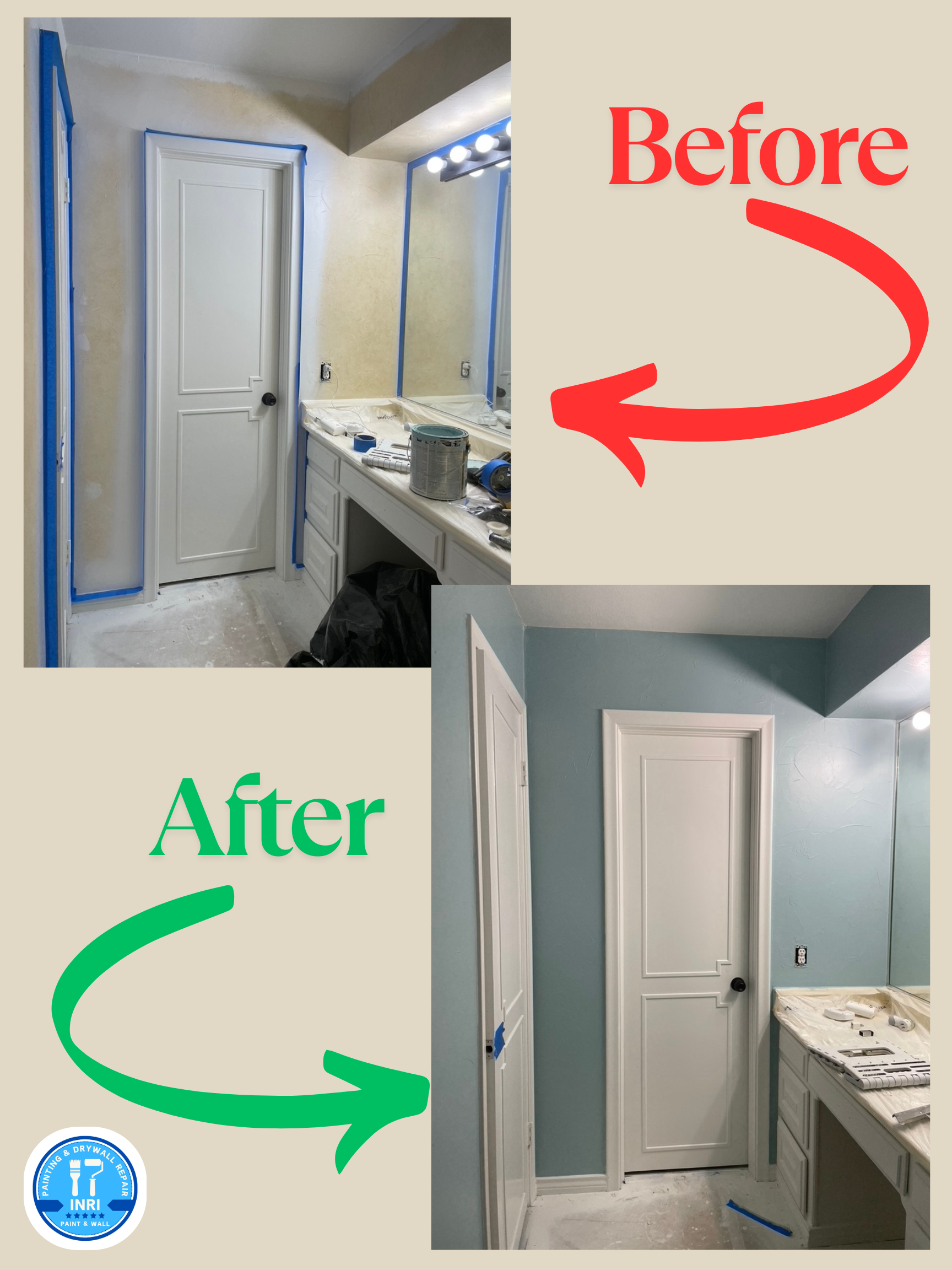 Interior room door painting and walls project by INRI Paint & Wall